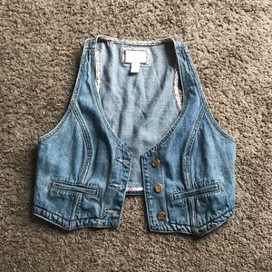 Jean Crop Button Vest